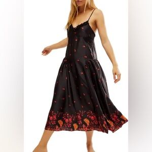 NWOT Intimately Free People On My Own Printed Maxi Dress In Black Combo | medium